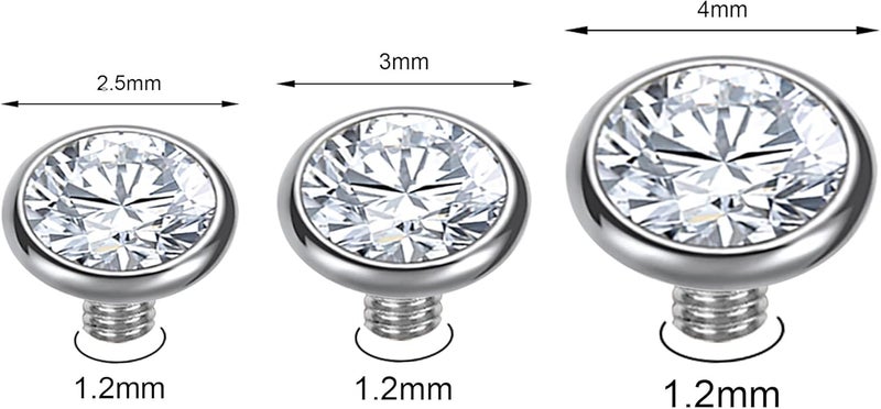 AccGin Store Surgical Steel Dermal Piercing Jewelry Tops for Women Men Cubic Zirconia Micro Dermal Anchor Tops Base Dermal Piercing 3-20Pcs Dermal Piercing Kit Hypoallergenic - Image 2
